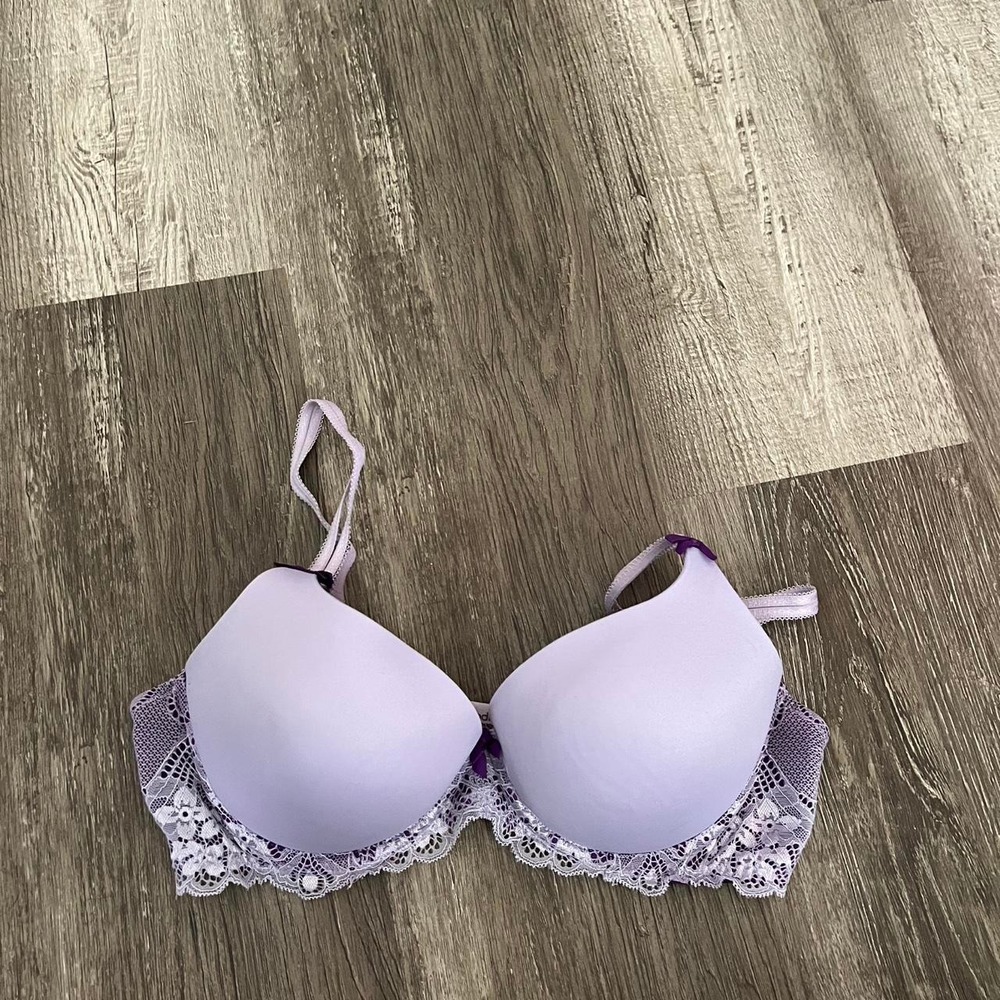 Purple Lace Bra With Bow‎ Detail